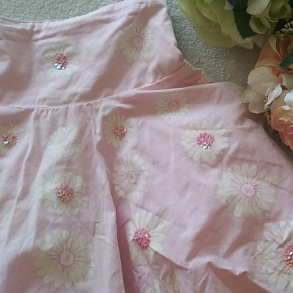 Pink daisy sequin circle skirt adjustable waist - Picture 2 of 7